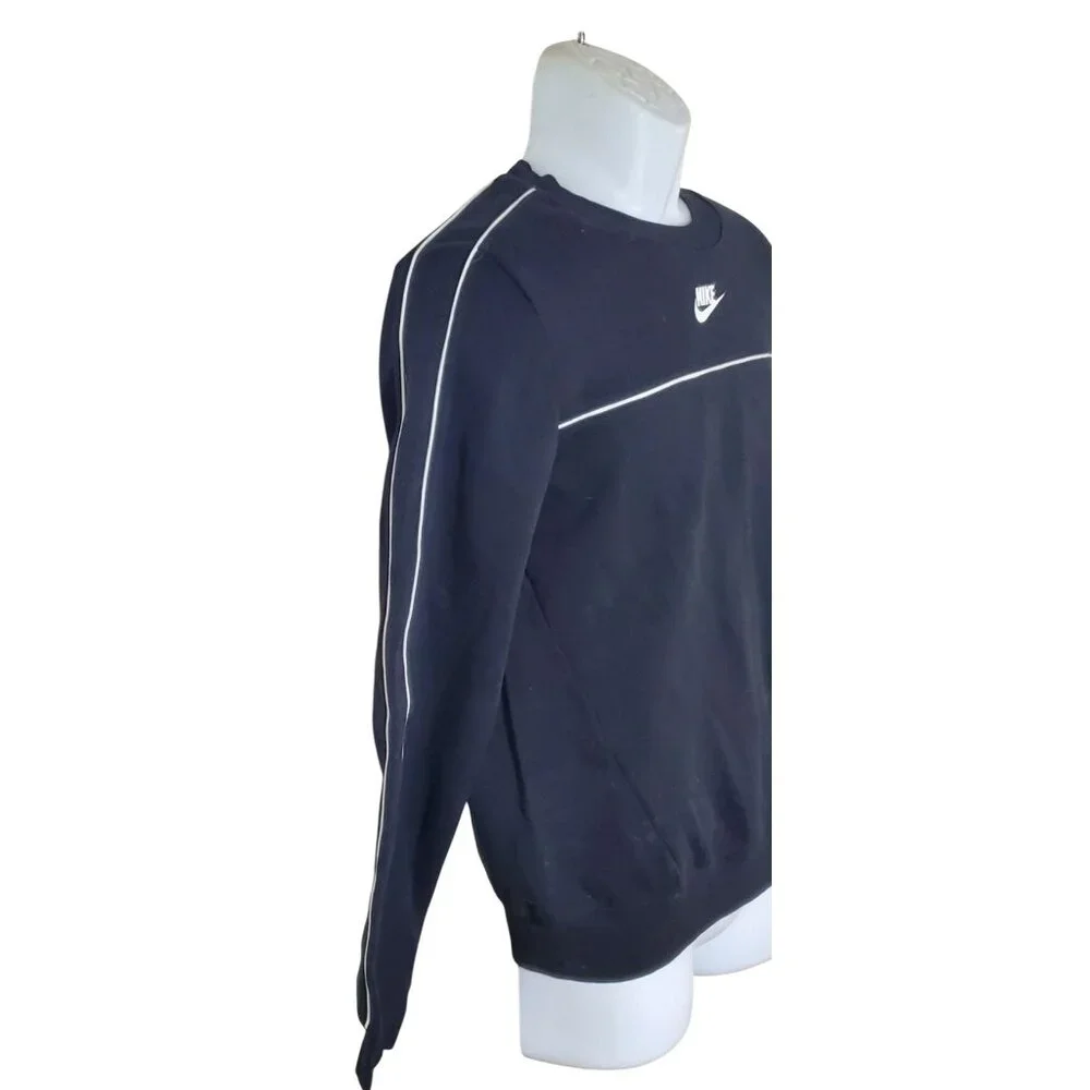 Nike Unisex Black Crewneck Sweatshirt‎ With White Stripe Detail & Logo